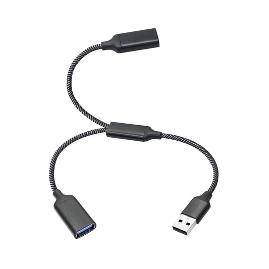 USB Splitter Cable 1FT, USB A Male to Dual USB A Female Y Splitter Adapter 1 in 2 Out, Power & Data with OTG Function Intelligent Chip, for Smartphone, Laptop, Car etc