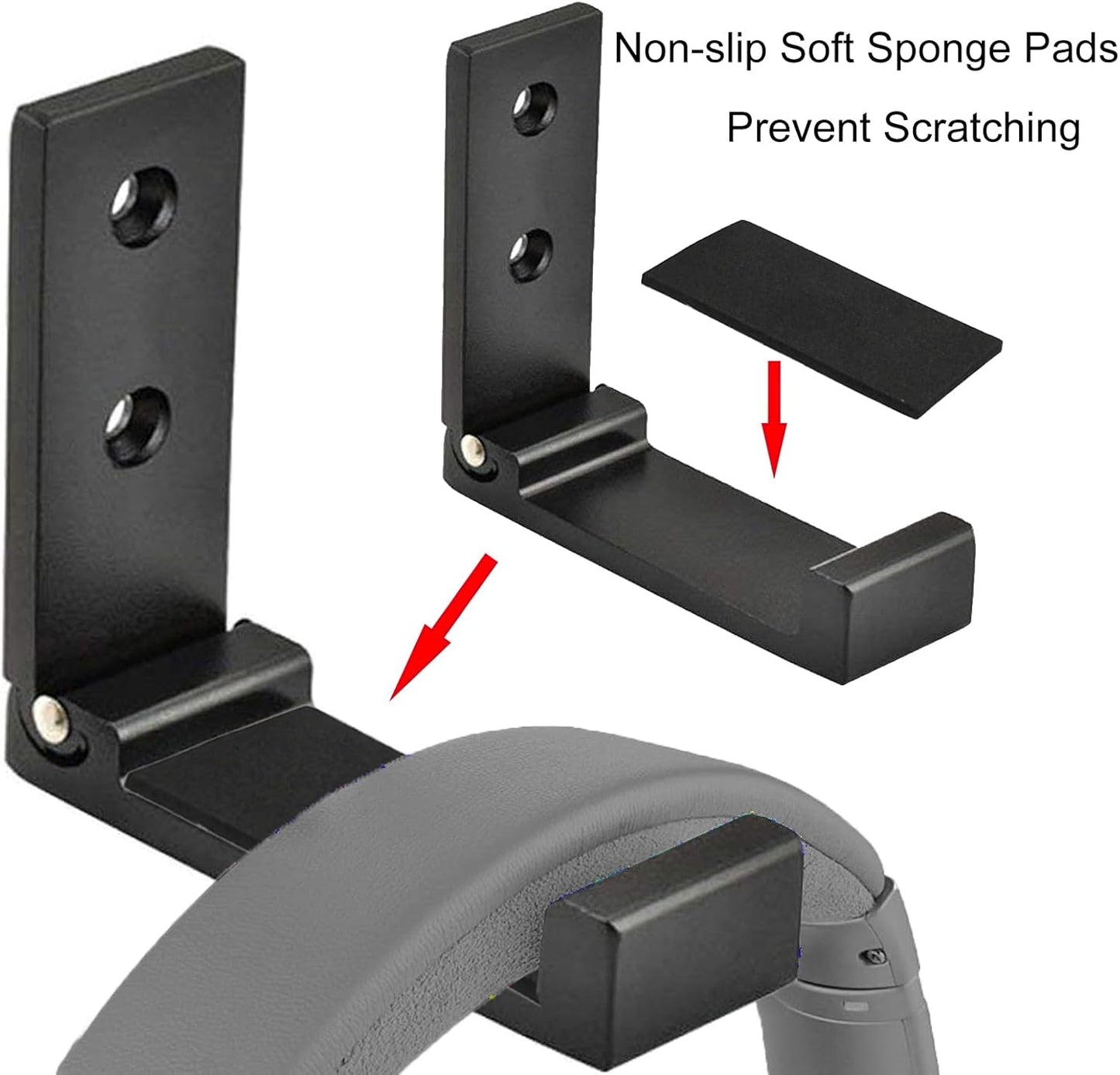 Folding Coat Hooks, Foldable Wall Hooks for Hanging Aluminum Alloy Cloth Hanger Coat Hanger Headphones Holder Headset Wall Hanger Hook- Pack of 4