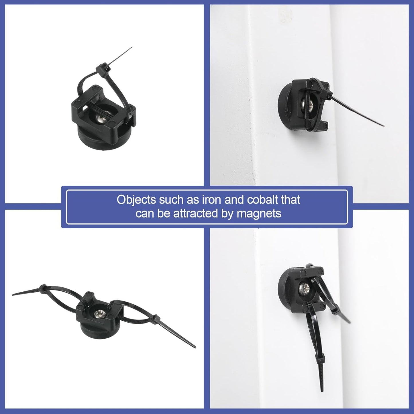 Yookeer Magnetic Zip Tie Mount Base Black Magnetic Cable Clips Wire Holder Multipurpose Cable Ties Management Base Electrical Supplies for Wire