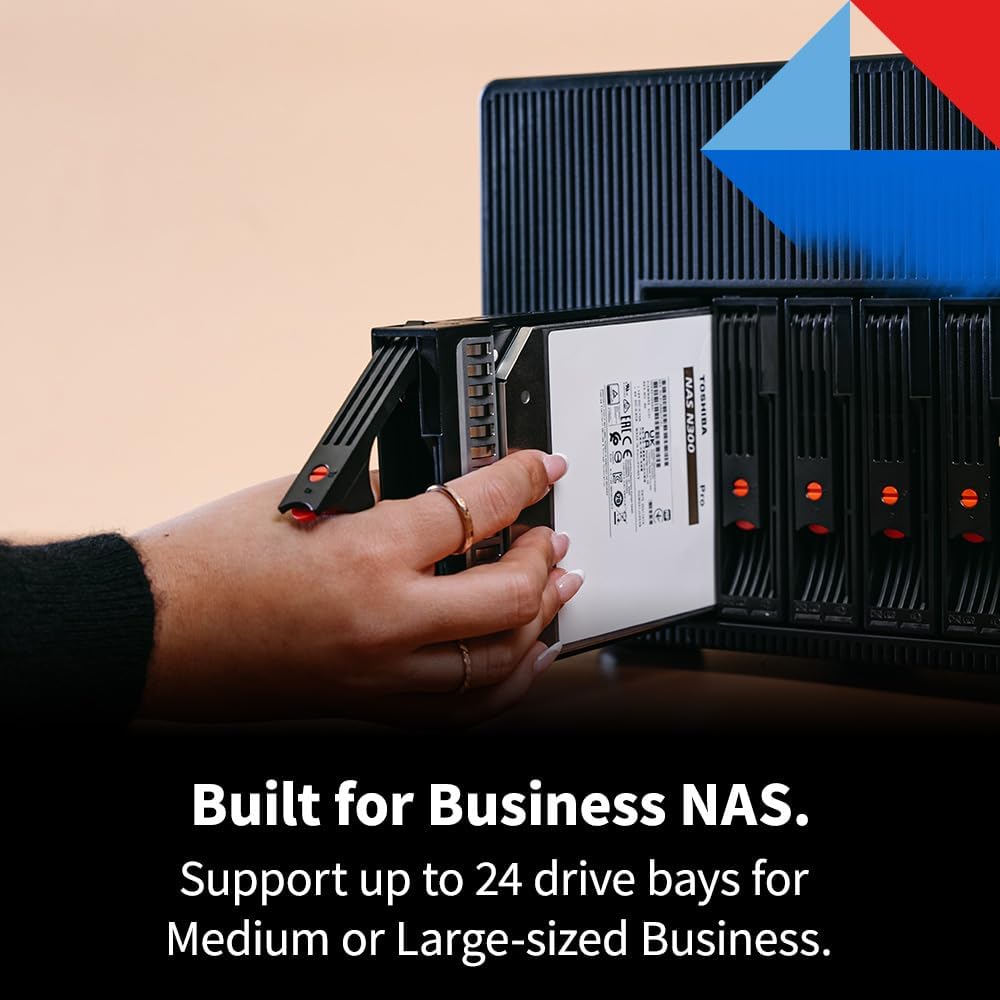 Toshiba N300 PRO 16TB Large-Sized Business NAS (up to 24 bays) 3.5-Inch Internal Hard Drive - Up to 300 TB/year Workload Rate CMR SATA 6 GB/s 7200 RPM 512 MB Cache - HDWG51GXZSTB