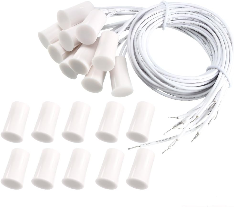 uxcell N.C. Recessed Wired Security Window Door Contact Sensor Alarm Magnetic Reed Switch White RC-33 10pcs