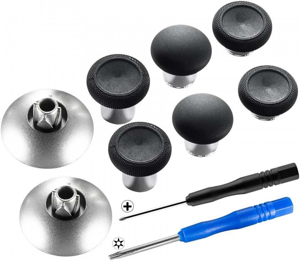 eXtremeRate 8 in 1 Magnetic Metal Thumbsticks for Xbox Series X/S, for Xbox One S/X & PS4 Slim/Pro Controllers with T8H Screwdrivers - Black