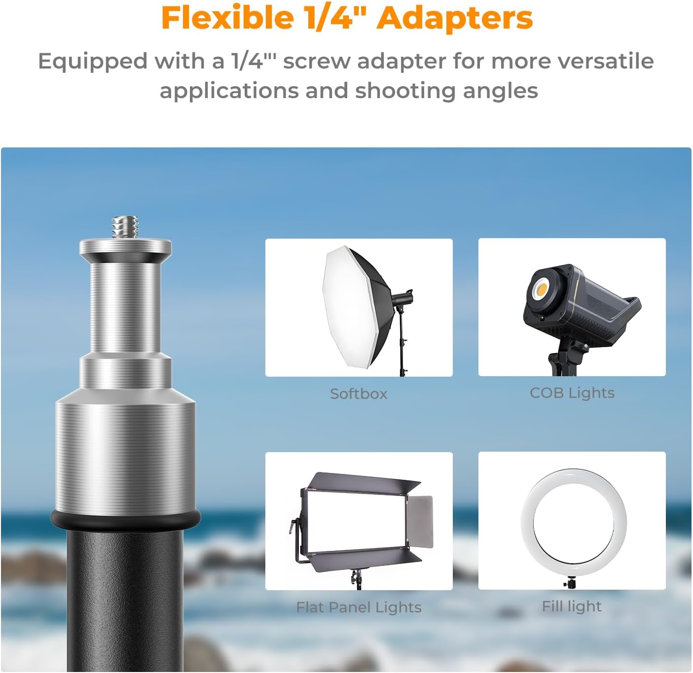 K&F Concept Light Stand for Photography, 6.5ft/2M Portable Extendable Photo Video Tripod Stand, Lighting Tripod with 1/4" Screw for Lighting/Strobe Light/Webcams/Cameras/Softbox, with Storage Bag