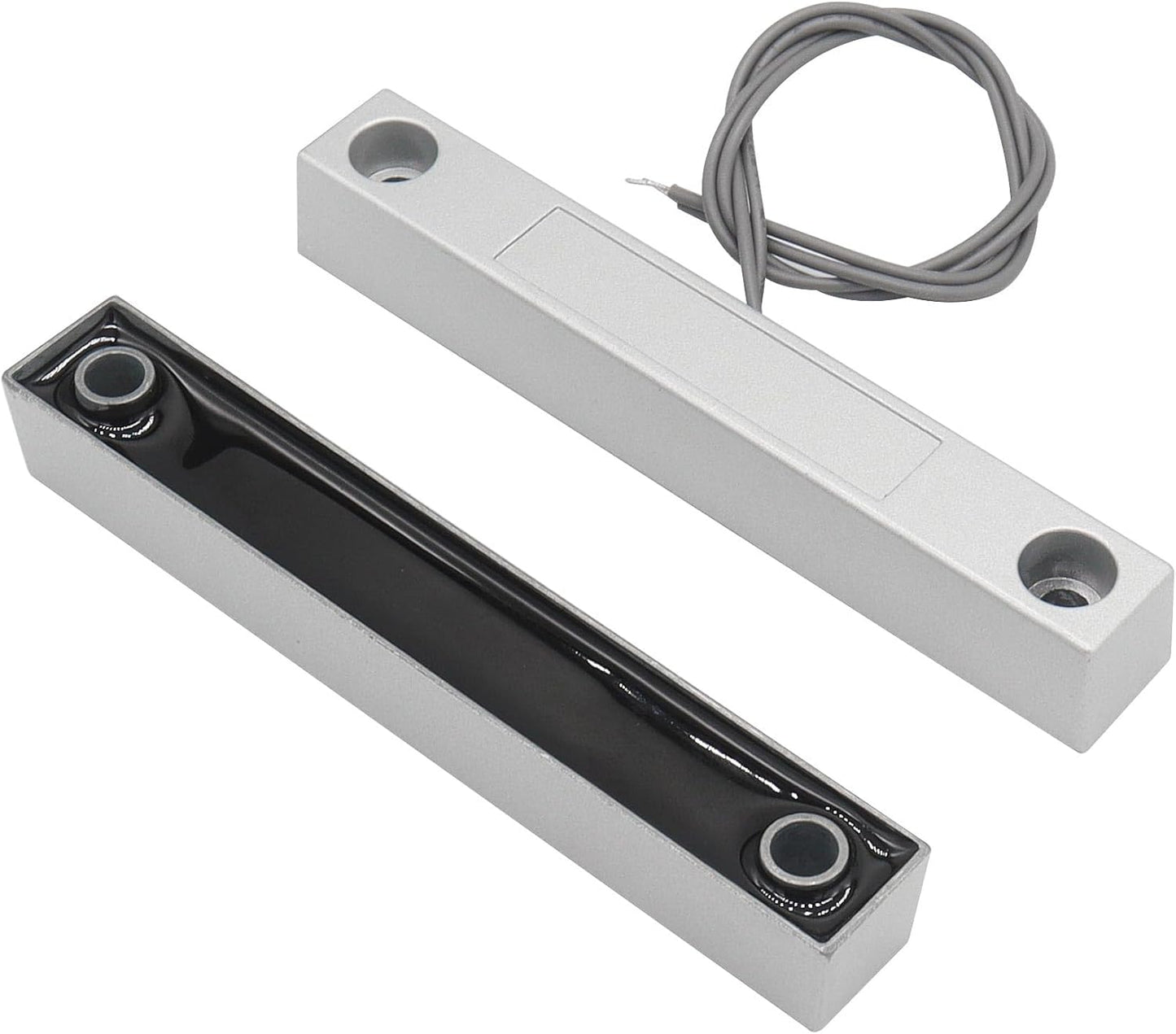 Magnetic Reed Switch Wired Surface Mount Normally Open NO Contact Sensor Alarm Magnetic Door Switch with 2 Wires, Zinc Alloy Sliver, MC-58