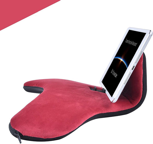 Pillow Cushion Multi-Angle Soft Tablet&Phone Stands, Pad Pillow Holders with Adjustable Angle Control for Pad Air, Pad Mini, Pad Pro, iPhones, Tablets, eReaders, and More (Wine Red)