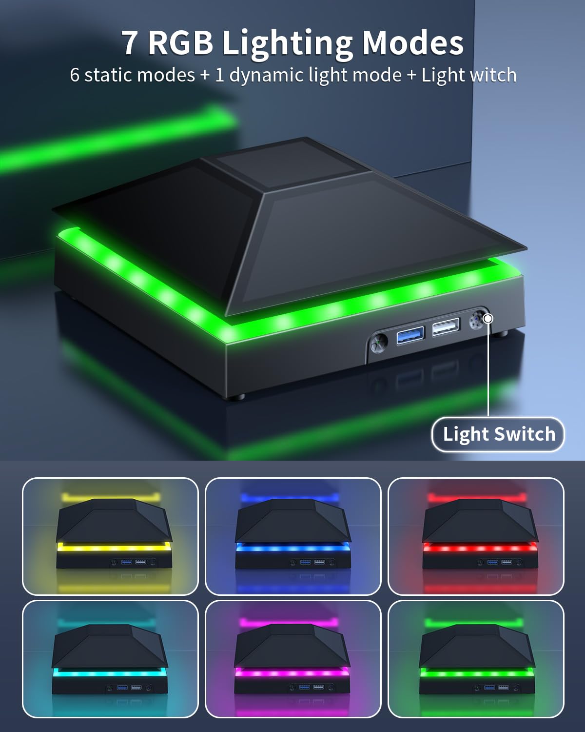 MENEEA Cooling Fan Dust Proof for Xbox Series X Console with Colorful Light Strip,Dust Cover Filter,Rubber Dust Plugs,Low Noise Top Fan with 3 Gears,Cooler&Light Independent Touch Switch, 2 USB Port