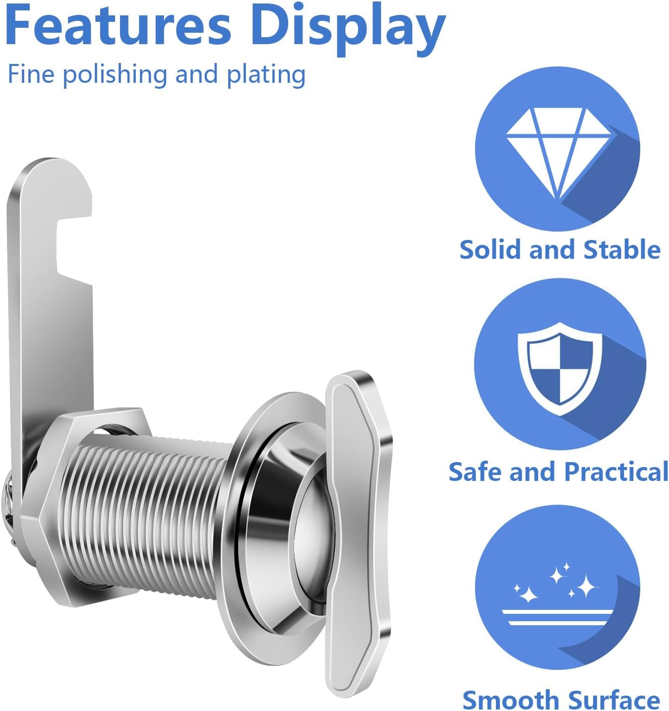 Thumb Operated Offset Cam Lock, 1-1/8” Cylinder Fits on 7/8” Max Door Thickness, Non-Locking Replacement Lock for RV Compartment Camper Storage, Cabinets,Drawers (1-1/8 Inch 6Pack)