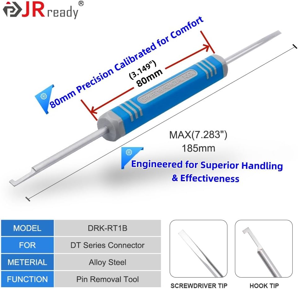 JRready DRK-RT1B Deutsch Pin Removal Tool, Pin Socket Contact/Wedgelock Removal Tool, Suitable for Deutsch DT, DTM, DTV, DRB, DRCP and Strike Connectors