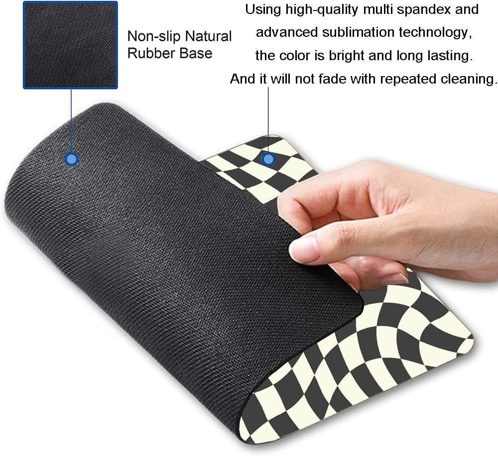 Mouse Pad, Black White Checkered Mouse Pad, Square Mouse Mat Waterproof Computer Mousepad Non-Slip Rubber Base Mouse Pads for Office Laptop