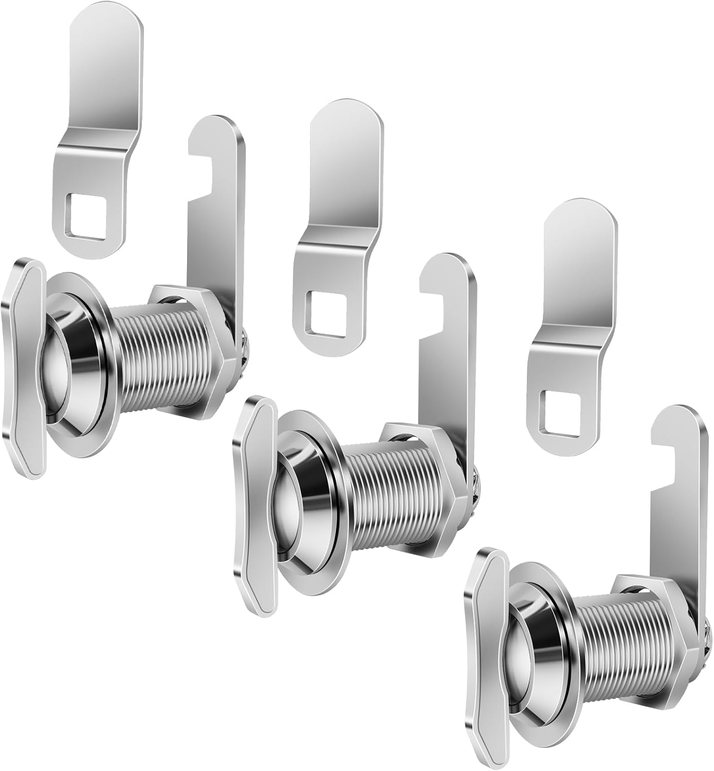 Thumb Operated Offset Cam Lock, 1" Cylinder Fits on 0.7" Max Door Thickness, Non-Locking Replacement Lock for RV Compartment Camper Storage, Cabinets,Drawers (1 Inch 3Pack) Silver