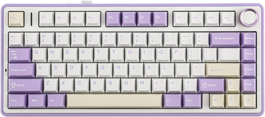 EPOMAKER x Aula F75 Gasket Mechanical Keyboard, 75% Wireless Hot Swappable Gaming Keyboard with Five-Layer Padding&Knob, Bluetooth/2.4GHz/USB-C, RGB (Purple, LEOBOG Reaper Switch)
