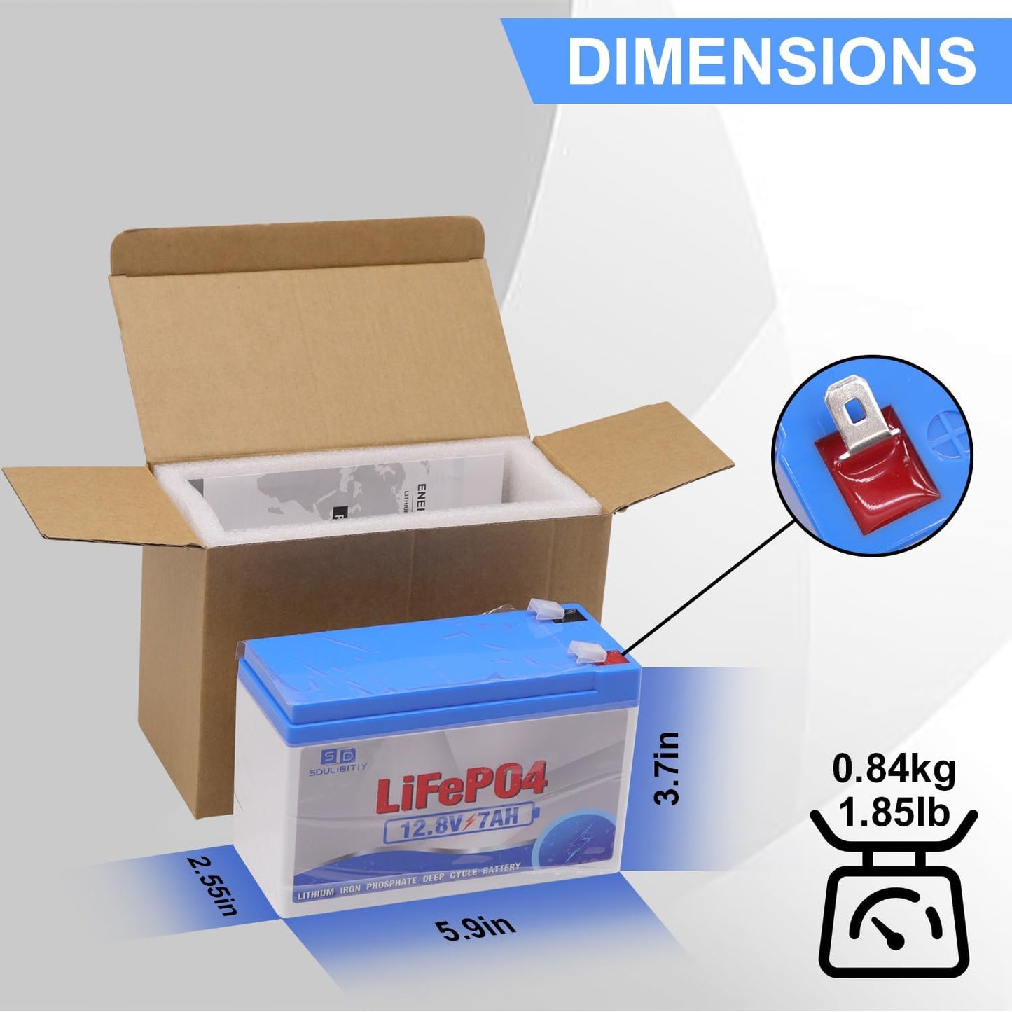 12V 7.2Ah Lithium LiFePO4 Battery, Rechargeable Battery, Up to 5000+ Deep Cycle Lithium Iron Phosphate Battery Built-in BMS, Ideal for Small UPS, Lighting, kids ride on car