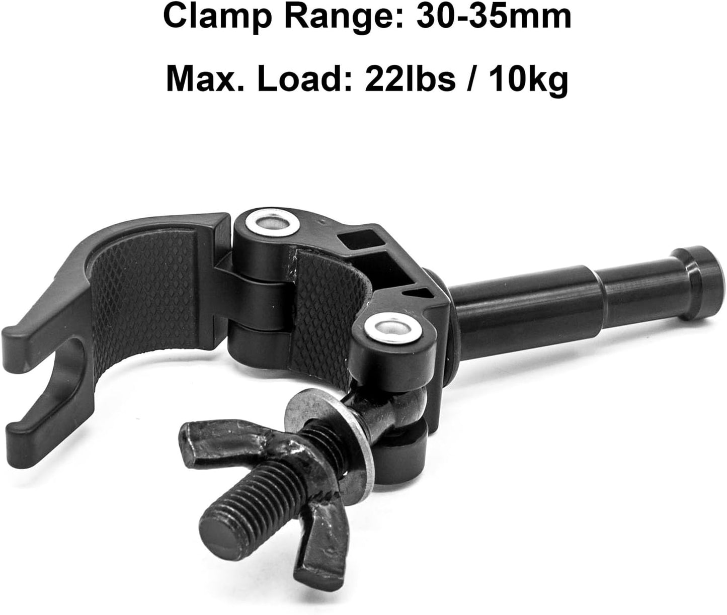 PHOCUS Half Coupler Clamp with 5/8" Pin, Photography Heavy Duty Truss Clamp for Round Tube to Support Studio Lighting, LED Ring Lights, Video Equipment (Clamp Range: 30-35mm)