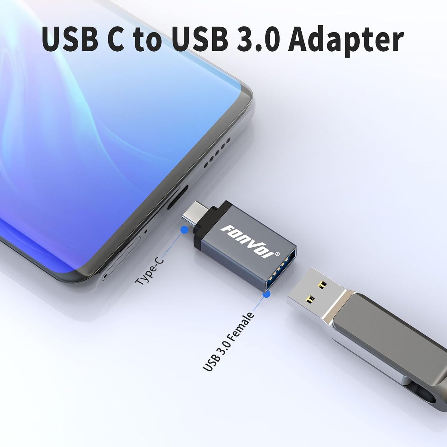 USB C to USB Adapter[4-Park], USB Type C Male to USB 3.0 Female OTG Adapter Compatible with MacBook Pro,Chromebook,Pixelbook,Microsoft,Samsung Galaxy S8 9 10 20 21 S22 Ultra Plus Note (Grey)