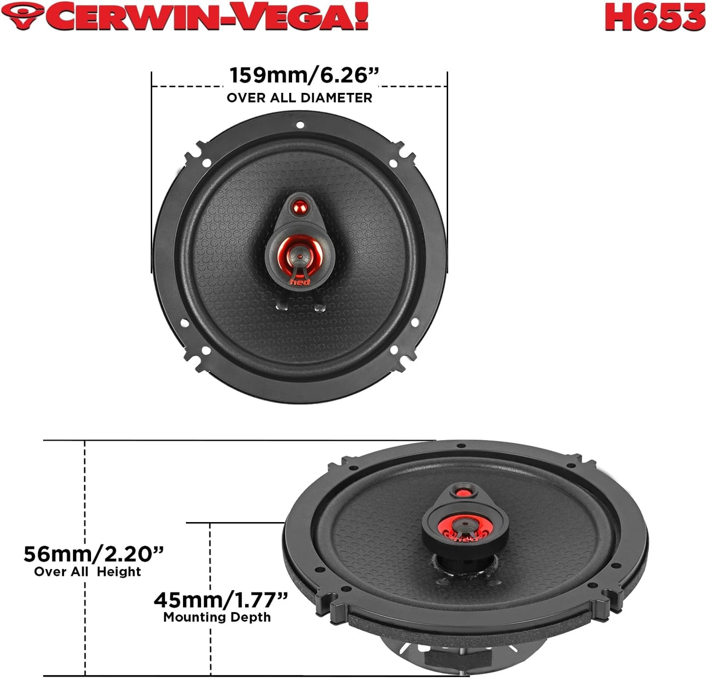 CERWIN-VEGA! HED 2025 Edition – 6.5” 3-Way Coaxial Full Range Speaker System - H653