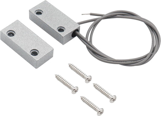 Magnetic Reed Switch Wired Surface Mount Normally Closed NC Contact Sensor Alarm Magnetic Door Switch with 2 Wires, Zinc Alloy Sliver, MC-52