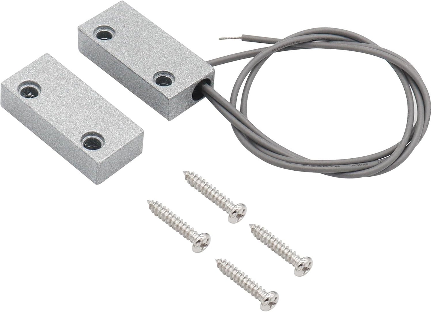 Magnetic Reed Switch Wired Surface Mount Normally Open/Closed NC/NO Contact Sensor Alarm Magnetic Door Switch with 3 Wires, Zinc Alloy Sliver, MC-51