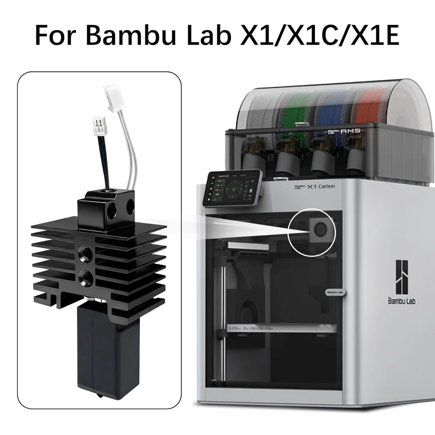 JUUPINE Upgraded Bambu Labs Hotend X1 Carbon Assembly for Bambu Lab X1/X1C 3D Printer,24V 60W Ceramic Heater HotEnd Kit with Removable Hardened Steel 0.4mm Nozzle for Bambu Labs X1 Series 3D Printers