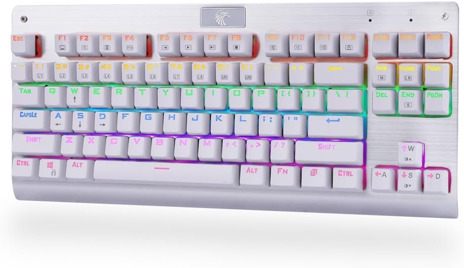 Granvela MechanicalEagle Z-77 75% Mechanical Keyboard | Aluminium Panel | Clicky Blue Switches | Rainbow LED Backlit | N-Key Rollover | 87-Key Tenkeyless | Hot Swappable |Spare Switches Included