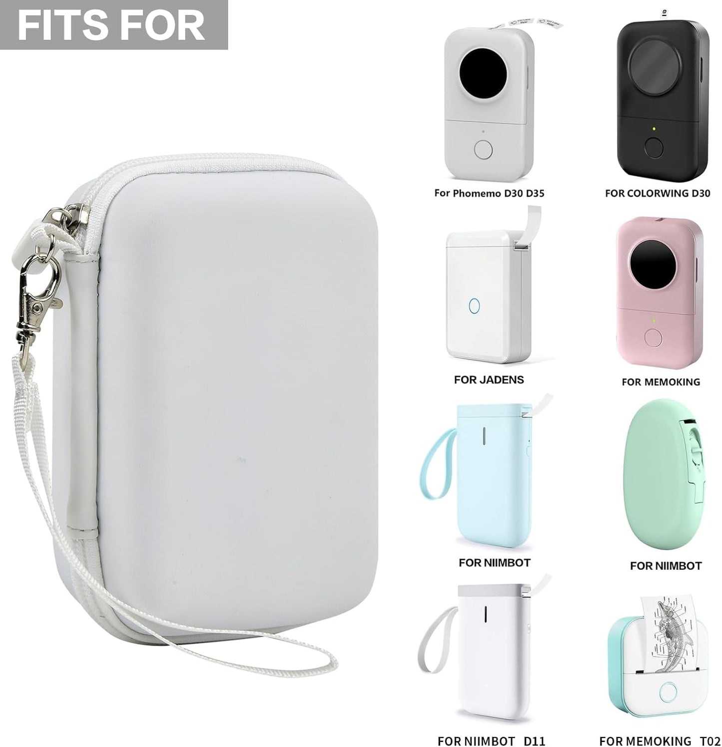 Labels Printer Case Compatible with COLORWING D30 Bluetooth Wireless Portable Labeling Printer Also for Phomemo D30 D35 for Memoking Mini Thermal Printing Sticker Storage Holder