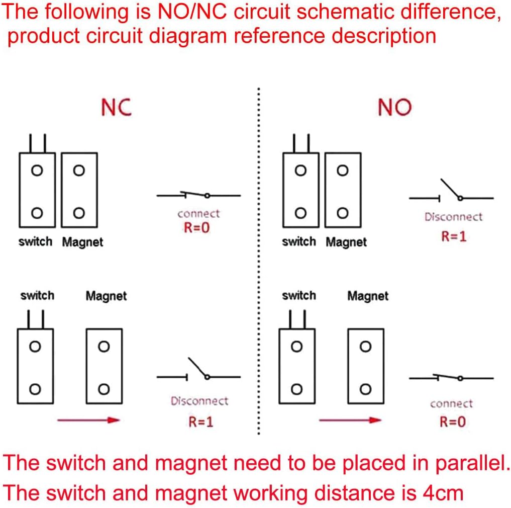 Rolling Door Contact Magnetic Reed Switch Alarm with 3 Wires for N.O./N.C. Applications MC-58