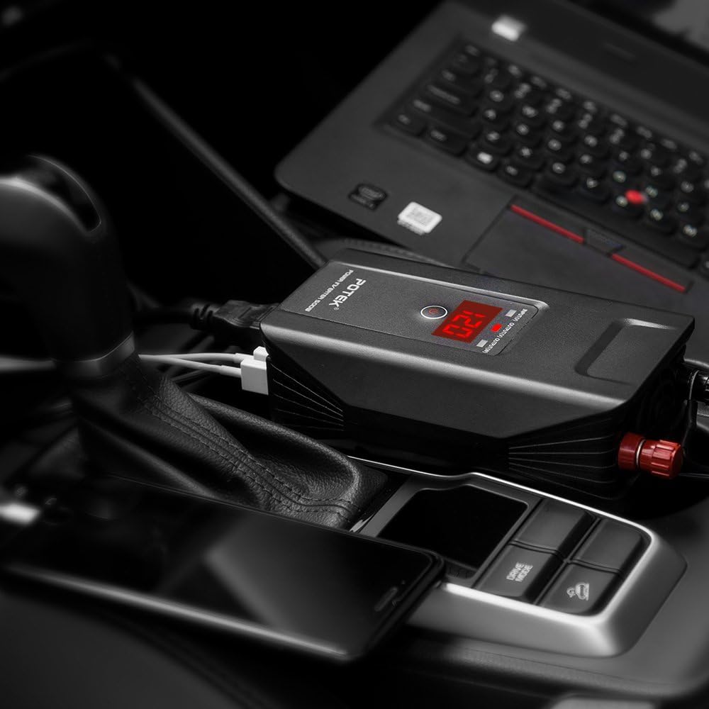 Potek 500w power inverter DC 12V to AC 110V Car Adapter with 2 5V/2A usb charging output