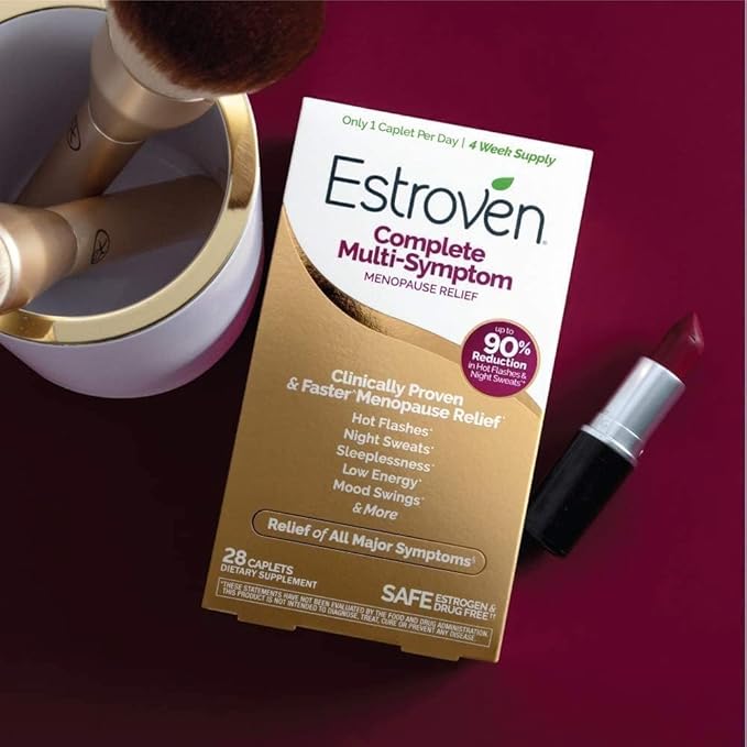 Estroven Complete Multi-Symptom Menopause Supplement for Women, Clinically Proven Ingredient Provide Menopause Relief & Night Sweats & Hot Flash Relief, Drug-Free & Non-GMO, 2 Month Supply (Pack of 2)