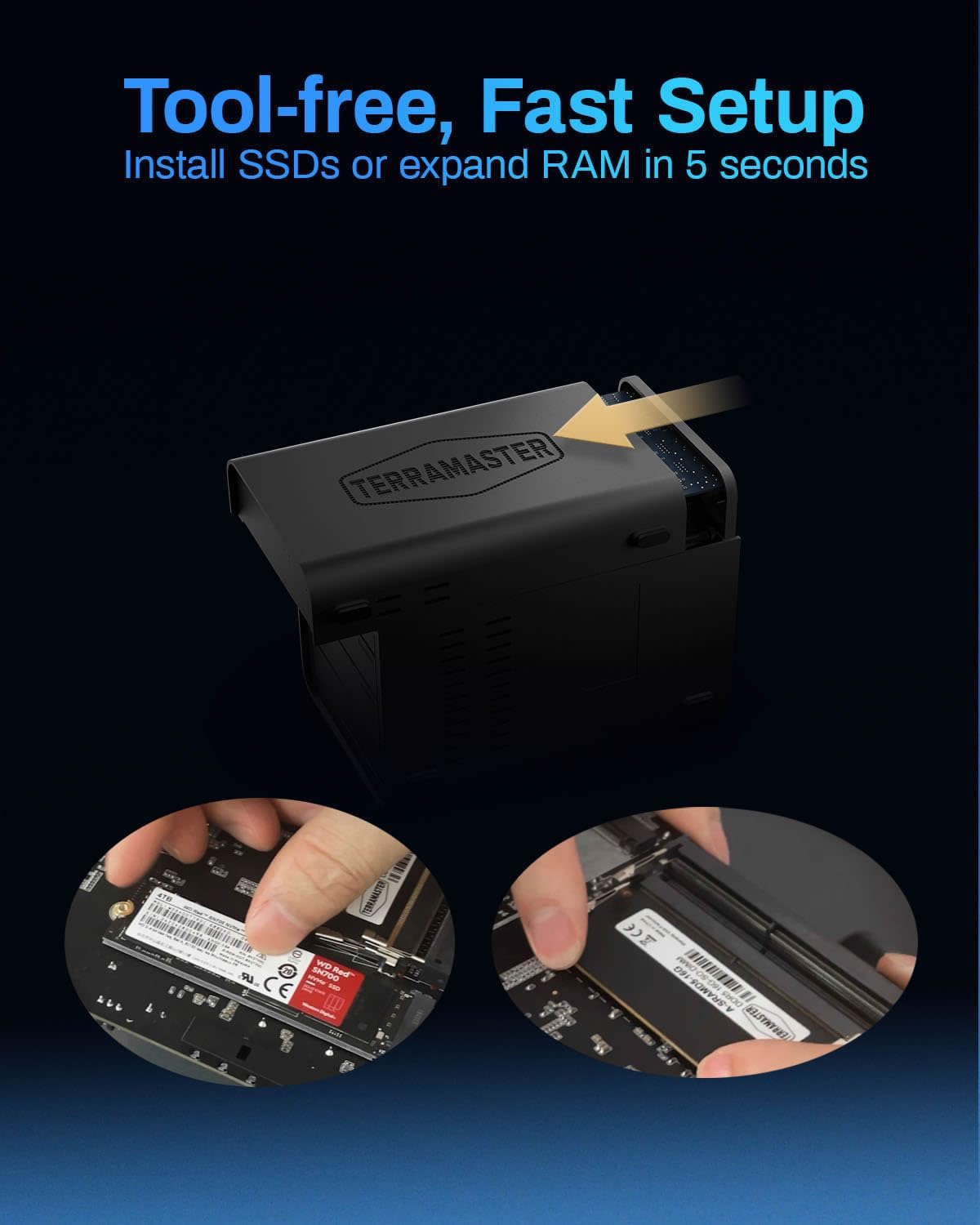 TERRAMASTER F6-424 NAS Storage 6Bay - N95 Quad-Core CPU, 8GB DDR5 RAM, Dual 2.5GbE Ports, Network Attached Storage with High Performance (Diskless)