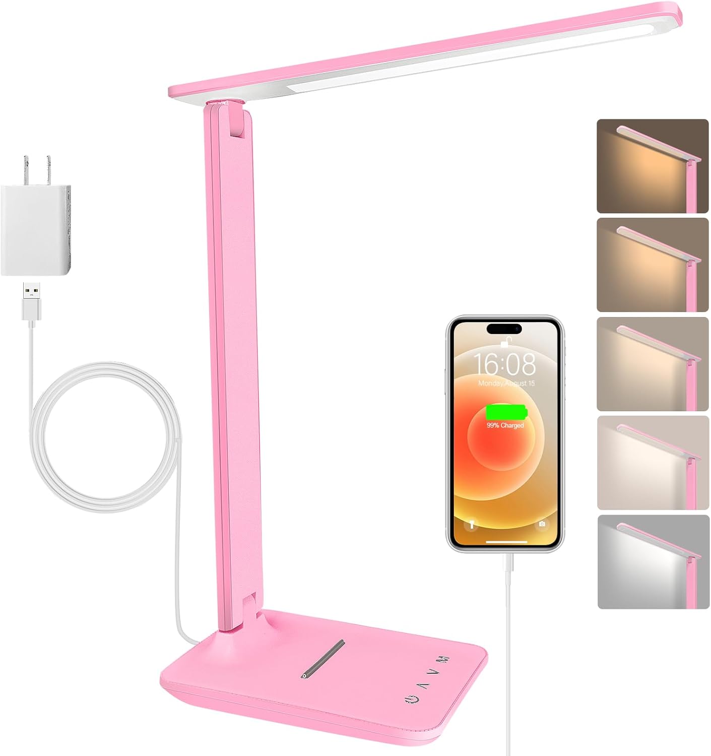 shinelife LED Desk Lamp for Office Home (Black) (Pink)