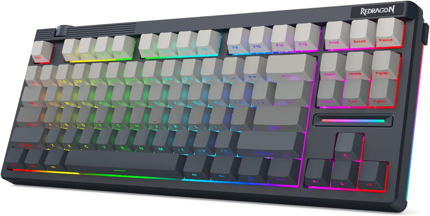 Redragon K729 PRO 80% Wireless Gasket RGB Gaming Keyboard, 3-Mode TKL Mechanical Keyboard w/Knob Control, Gradient PBT Keycaps, Hot-Swap South-Facing Socket & 5-Layer Dampener, Custom Silent Switch