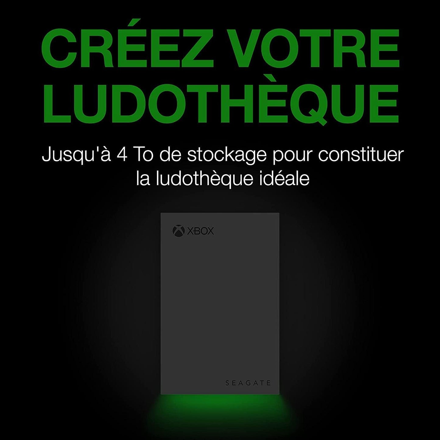 Seagate Game Drive for Xbox 2TB External Hard Drive Portable HDD - USB 3.2 Gen 1, Black with built-in green LED bar , Xbox Certified, 3 year Rescue Services (STKX2000400)