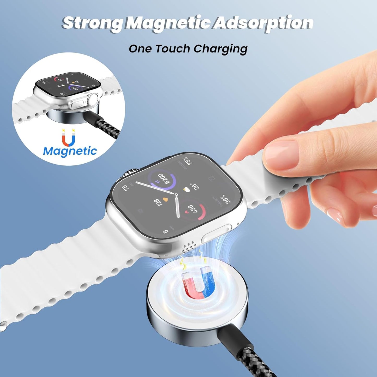 Travel Essentials 4 in 2 Dual Type C Multi Charging Cable for Apple Watch Charger,USB A/USB C Multiple Charger Cable/Cord for All Devices Compatible with iWatch Ultra/SE/10-1,iPhone 16-11 and More-5FT