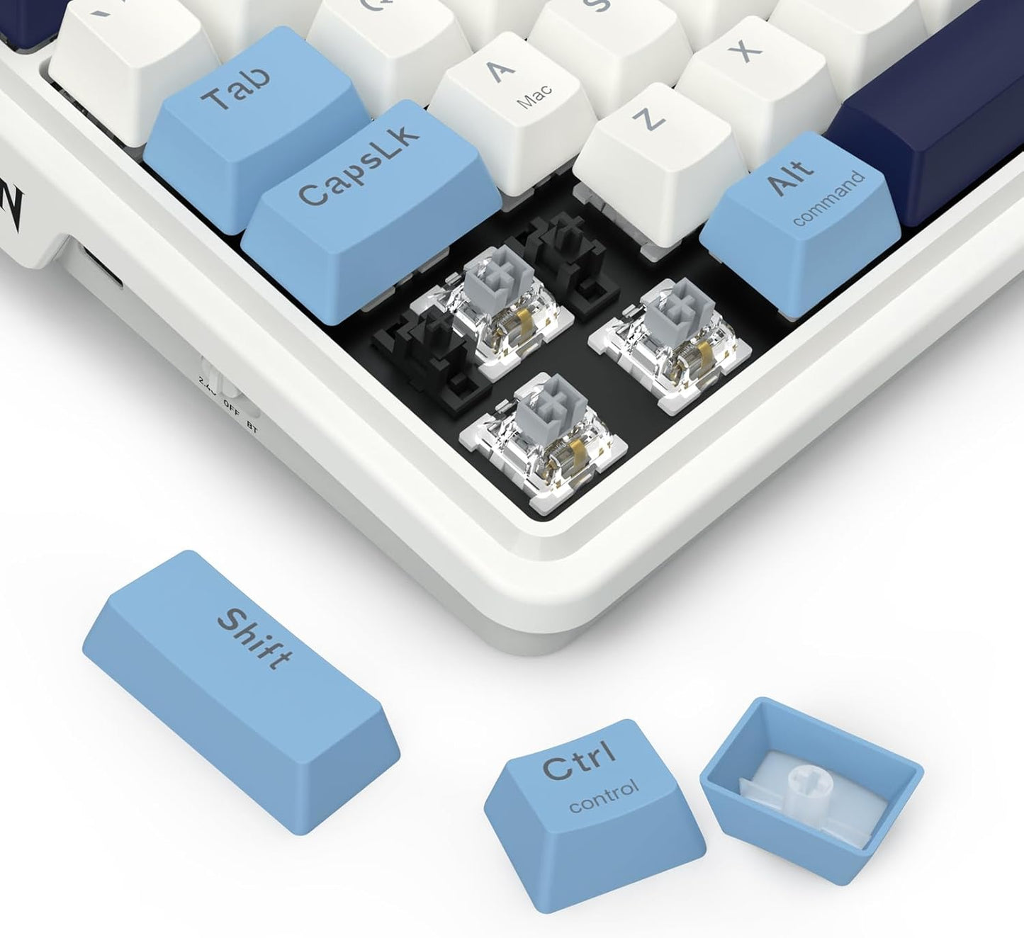 Redragon K728 PRO 80% Wireless Gasket RGB Gaming Keyboard, 3-Mode 87 Keys TKL Mechanical Keyboard w/Hot-Swap Socket, Mixed Color Keycaps & 5-Layer Noise Dampening, Custom Linear Switch