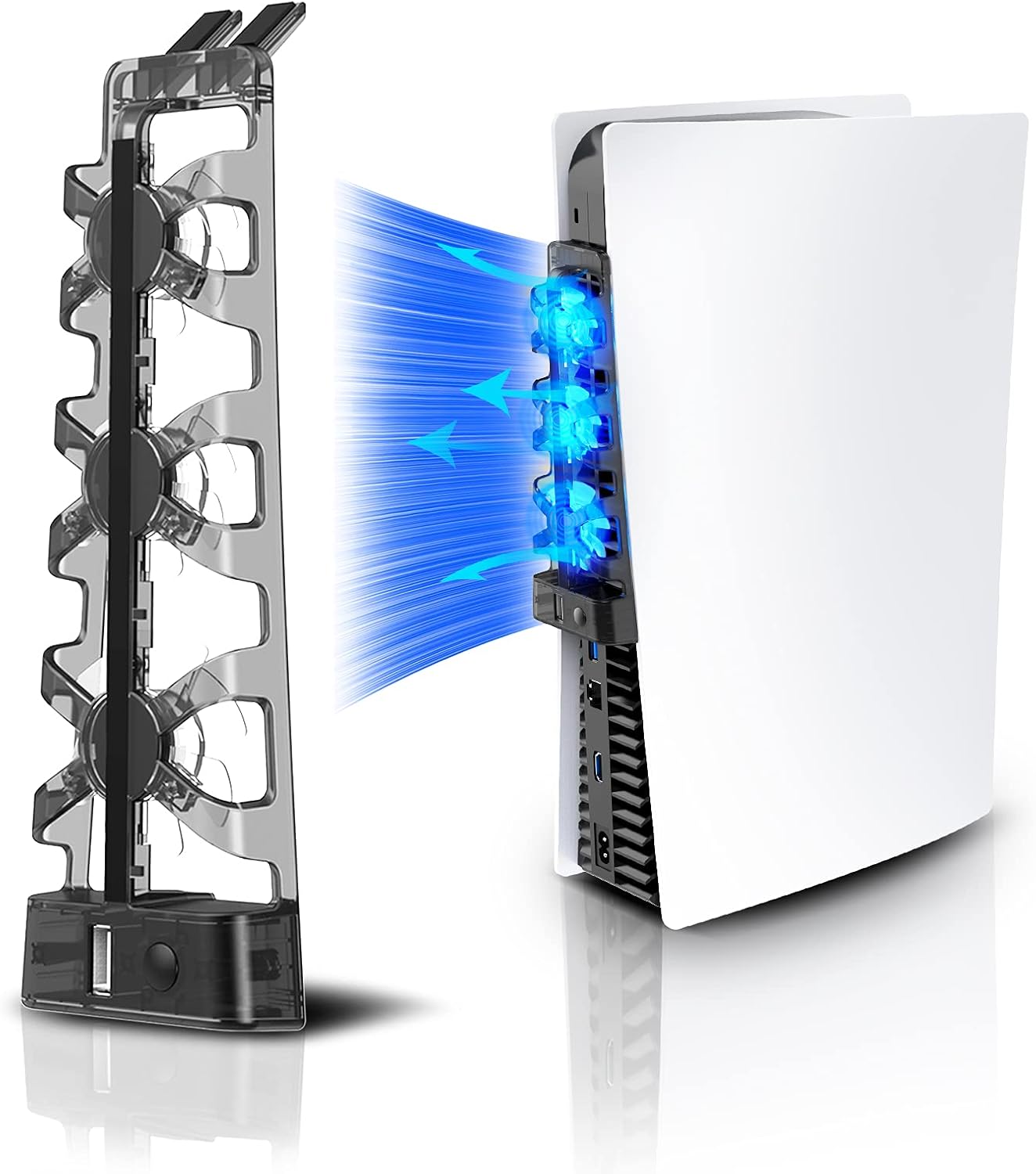 NexiGo PS5 Accessories Cooling Fan [Auto On/Off] with LED Light, for Both Disc and Digital Editions, Efficient Cooling System, Compatible with Horizontal Stand For Gaming Console