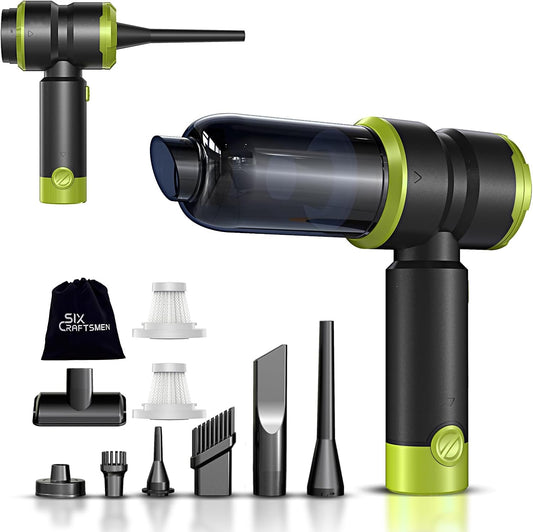 Handheld Car Vacuum with 15000PA Power, 4 in 1 Small Powerful Cordless Vacuum Cleaner & Air Duster with 2000mAh Battery, Rechargeable Portable Mini Hand Held Vacuum for Car,Home,Office,Pet Hair（Green）