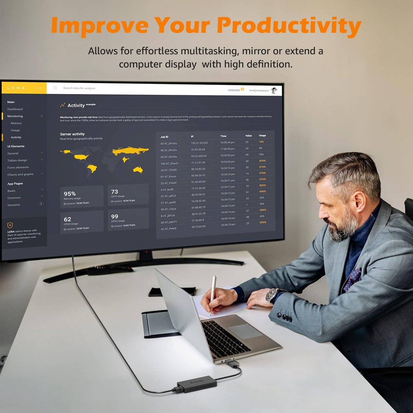 WAVLINK USB 3.0 or USB C to HDMI Adapter, HDMI Splitter for Dual Monitors, Universal Video Graphics for Thunderbolt 3/4, USB 4, Windows, Mac OS