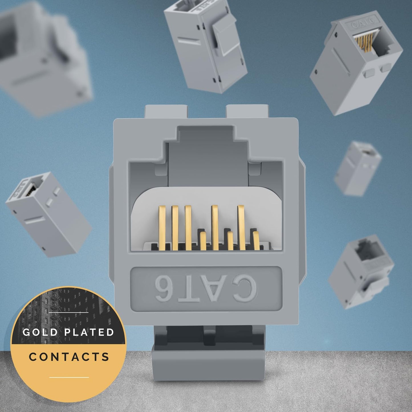 Everest RJ45 CAT6 Keystone Coupler in Gray (12-Pack) - RJ45 Ethernet Jacks - Cat6 Keystone Jacks