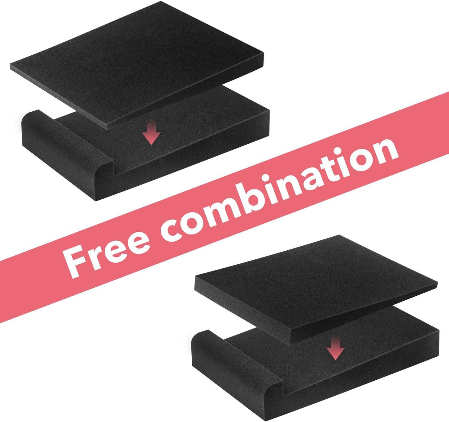 JBER 2 Pack Acoustic Isolation Pads, Studio Monitor Speaker Isolation Foam Pads, High Density Acoustic Foam Suitable for 5" Inch Speakers for Sound Improvement Prevent Vibrations