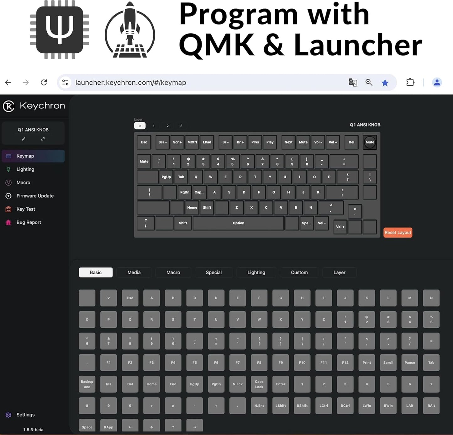 Keychron Q1 RGB Wired Custom Mechanical Keyboard Knob Version, 75% Layout QMK/VIA Programmable with Hot-swappable Gateron G Pro Brown Switch Double Gasket Compatible with Mac Windows Linux (Grey)