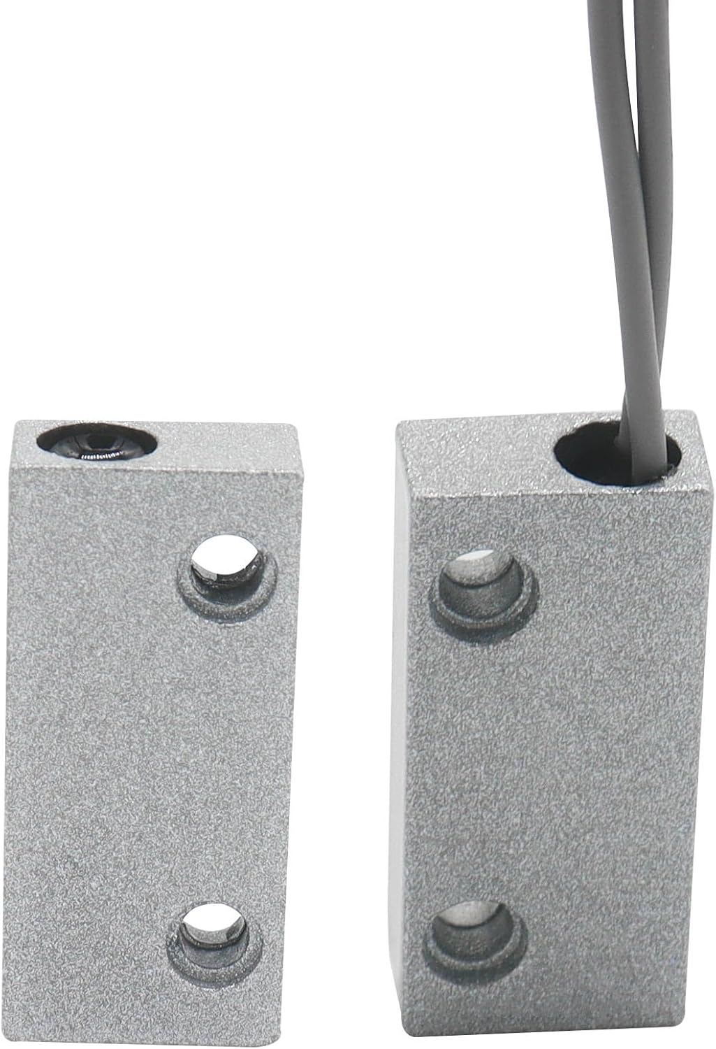 Magnetic Reed Switch Wired Surface Mount Normally Open NO Contact Sensor Alarm Magnetic Door Switch with 2 Wires, Zinc Alloy Sliver, MC-51