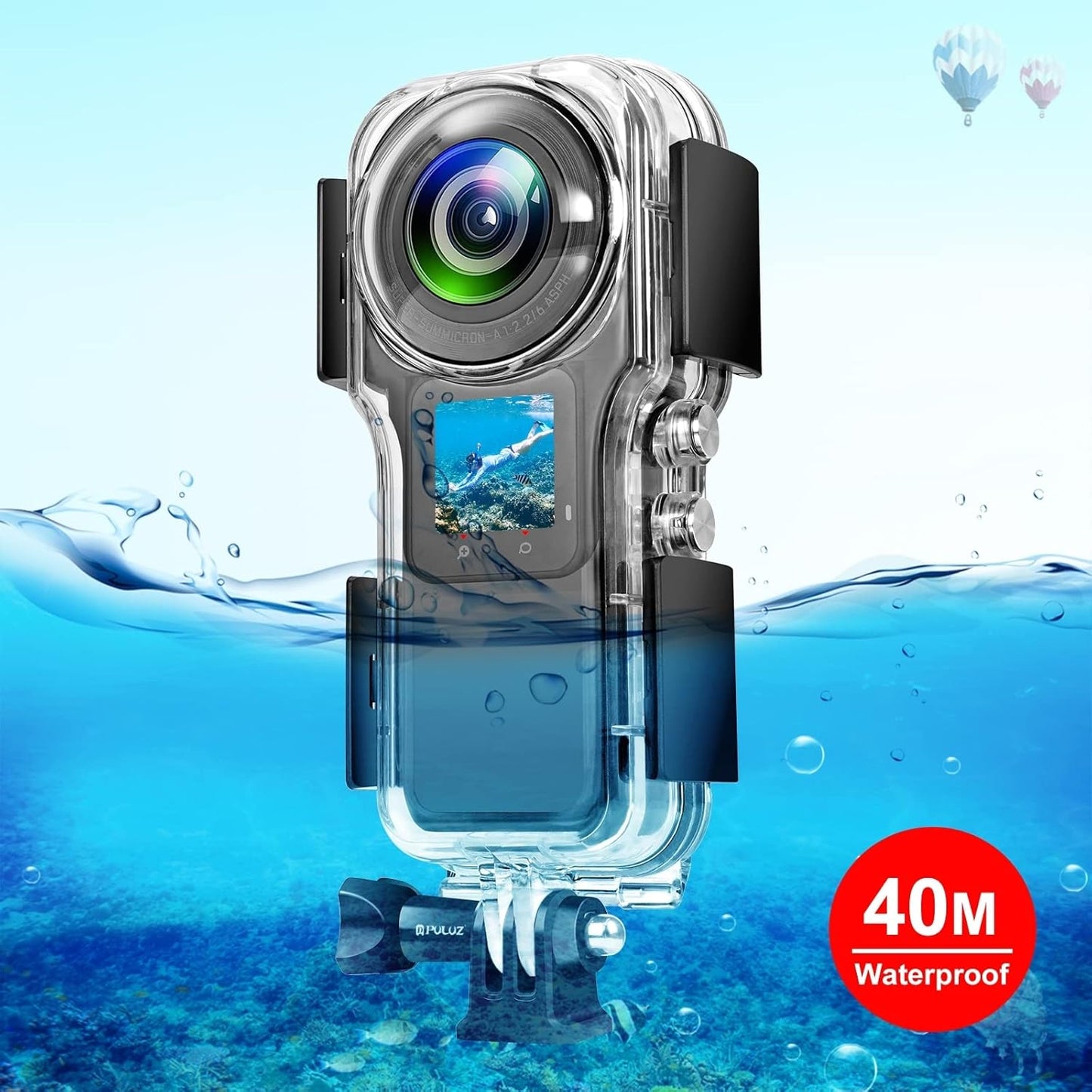 PULUZ 40m/131ft Dive Case for Insta360 One RS 1-Inch 360 Edition - Underwater Waterproof Housing Cover with PC Shell - Essential Camera Accessories