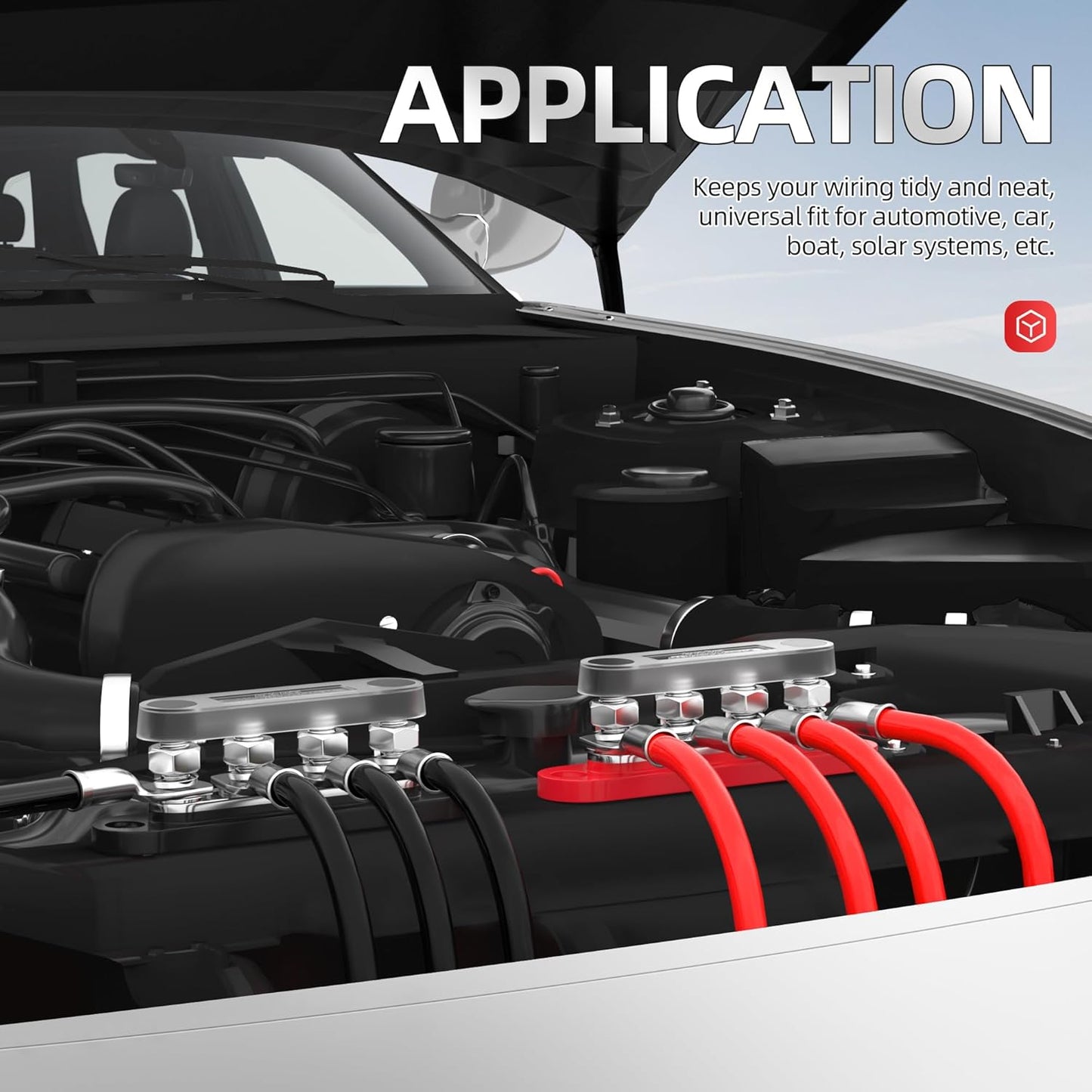 DAIERTEK Bus Bar 12V 150A Mini Power Distribution Block Max 48V DC/300V AC with Cover 4 x 5/16" Posts for Marine Automotive Solar Systems -Negative+Positive