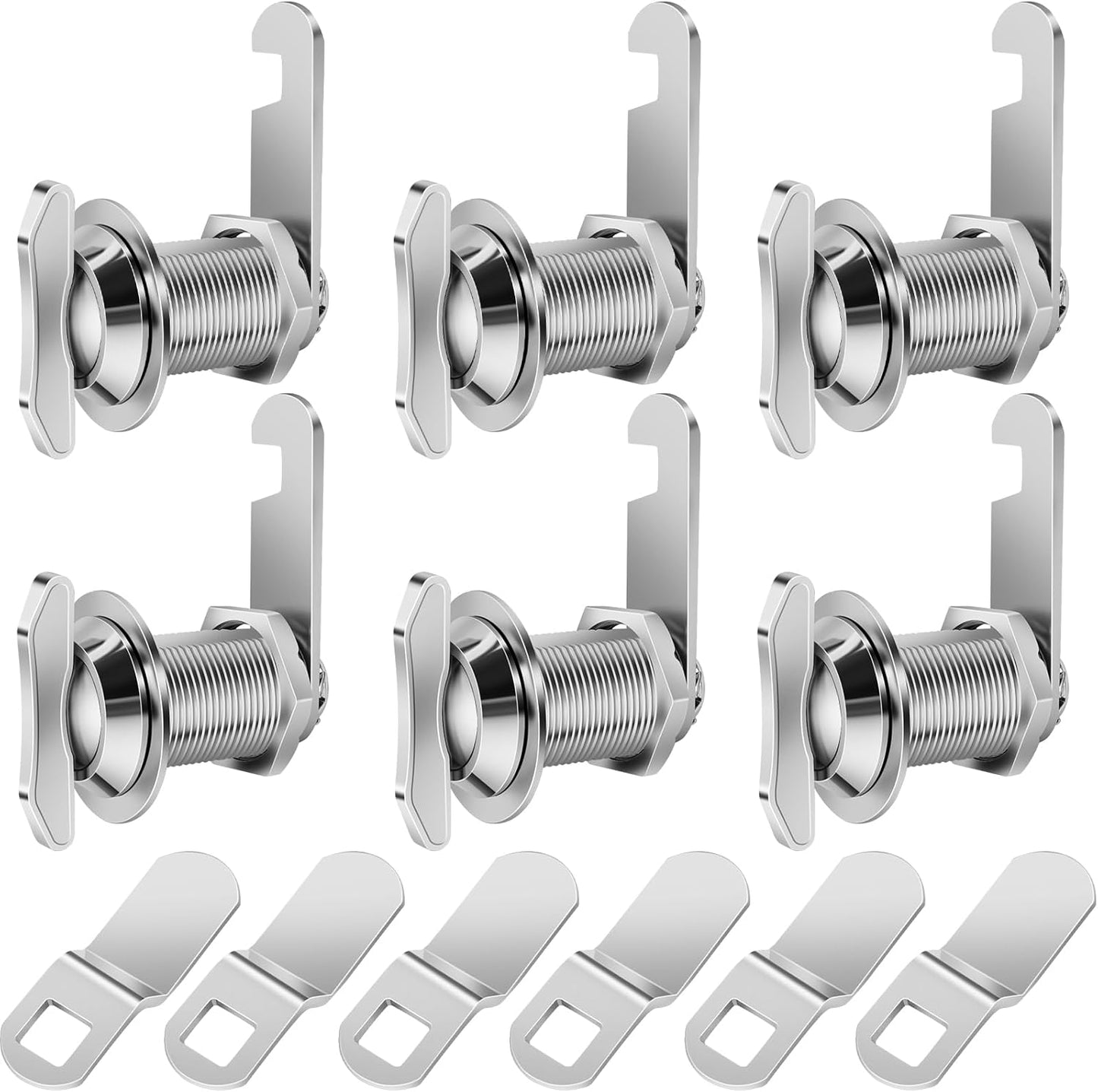 Thumb Operated Offset Cam Lock, 1" Cylinder Fits on 0.7" Max Door Thickness, Non-Locking Replacement Lock for RV Compartment Camper Storage, Cabinets, Drawers (1 Inch 6Pack)