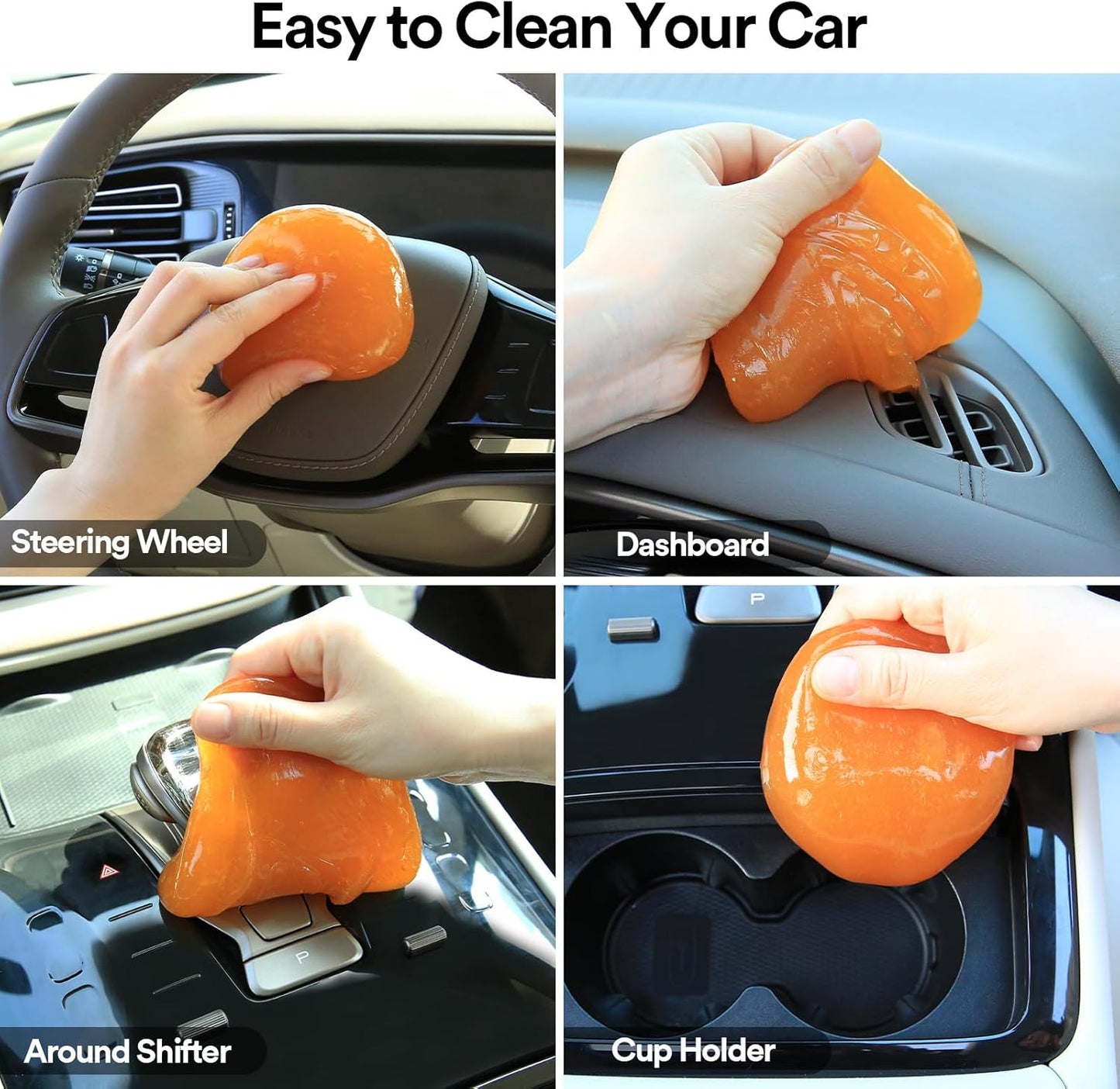 PULIDIKI Car Cleaning Gel for Car Cleaning Putty Car Putty Auto Detailing Tools Car Slime Cleaner Dust Cleaning Gel for Car Interior Cleaner Car Accessories Keyboard Cleaner Orange (4Pack)