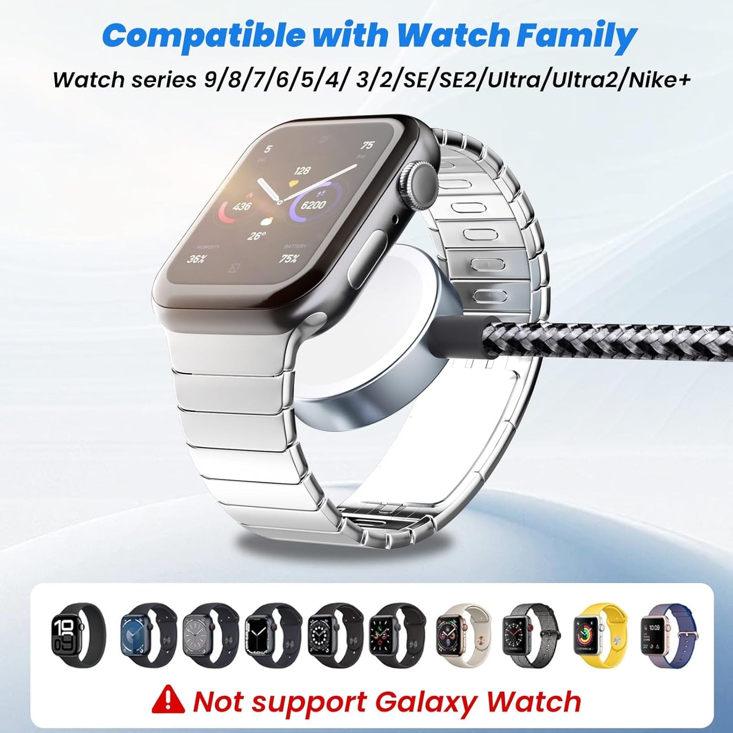 Travel Essentials 4 in 2 Dual Type C Multi Charging Cable for Apple Watch Charger,USB A/USB C Multiple Charger Cable/Cord for All Devices Compatible with iWatch Ultra/SE/10-1,iPhone 16-11 and More-5FT