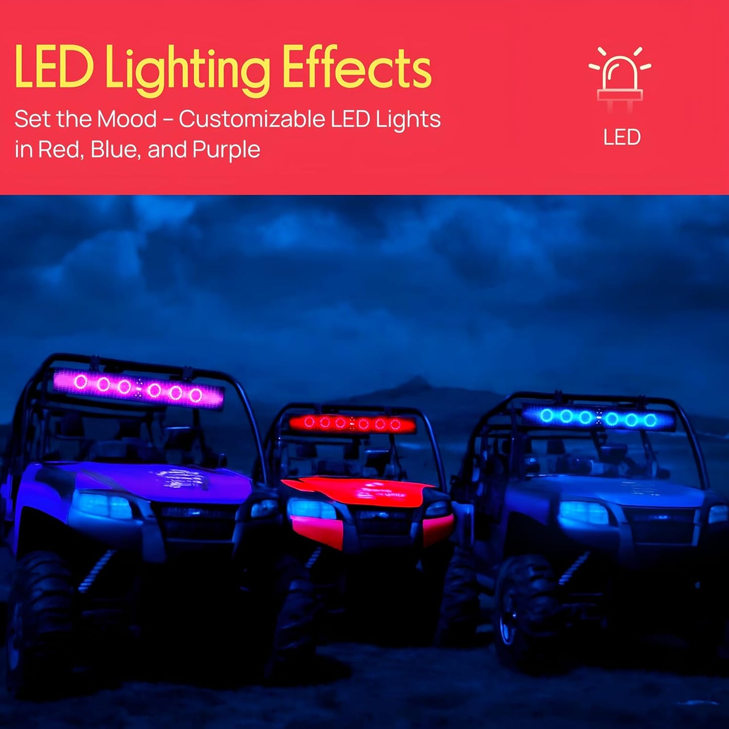 Pyle 32" Powered ATV/UTV Soundbar System, 200W Bluetooth Speakers with Built-in Amplifier, Waterproof and Weatherproof, Wireless BT Streaming and Auxiliary Input, LED Lights