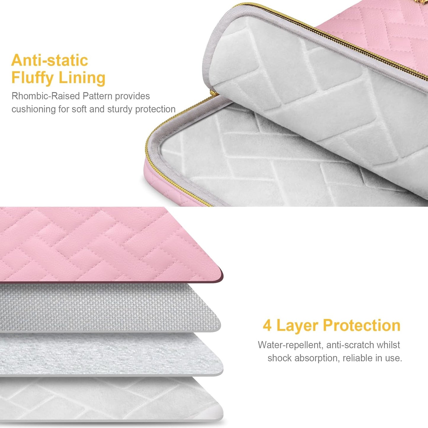 Lacdo 13 Inch Laptop Sleeve Case for 13 inch New MacBook Air M4 A3240 2025, M3 A3113, M2 A2681, M1 A2337 A2179 A1932 2024-2018 | 13" MacBook Pro M2/M1 A2338 A2251 A2289 Computer Bag, Sakura Pink