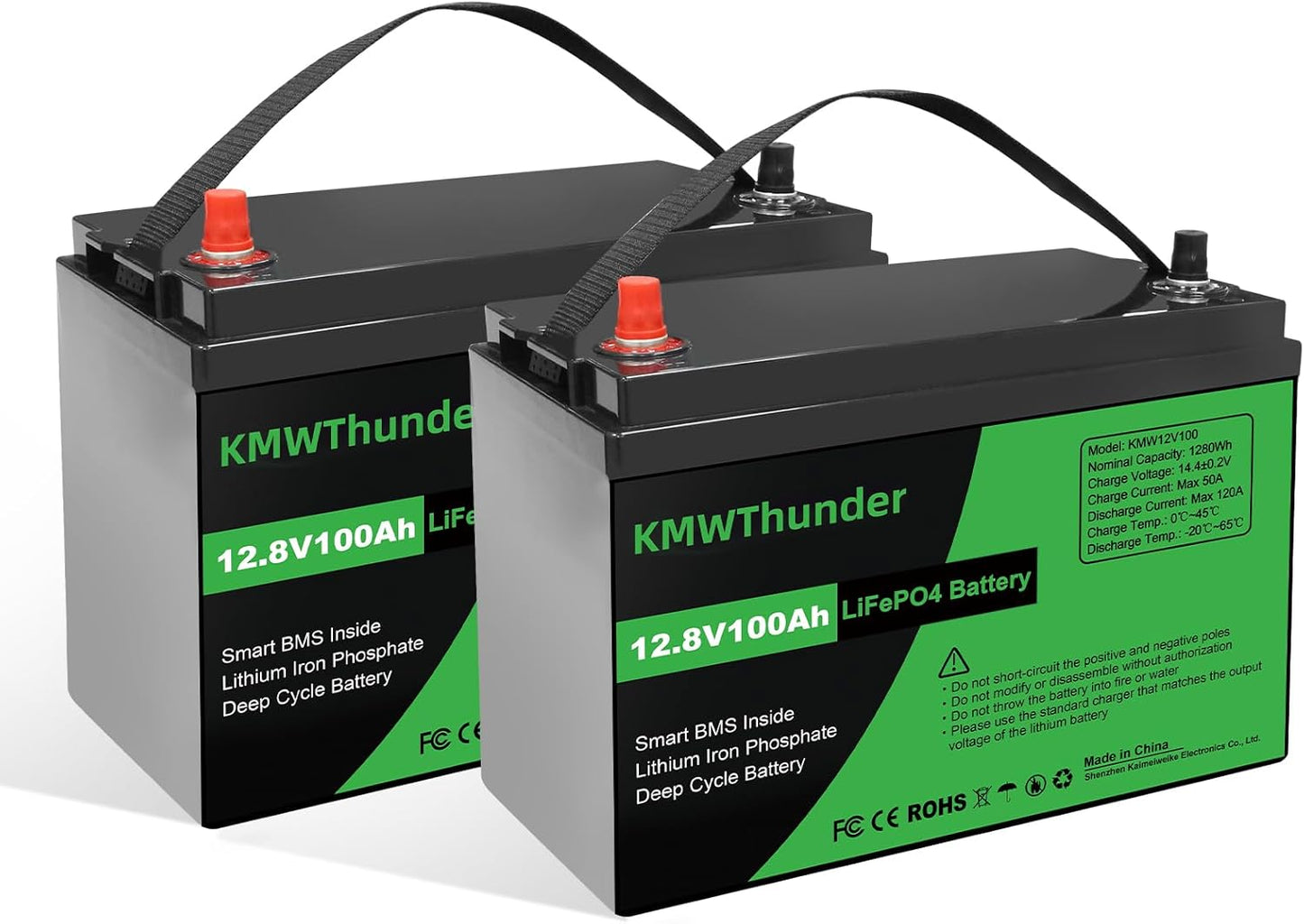 12V 100Ah LiFePO4 Lithium Battery, Built-in Smart BMS, Low Temperature Protection Group 24 Deep Cycle Battery for Trolling Motor, RV, Solar, Marine, Camping and Off Grid Applications 2 Pack