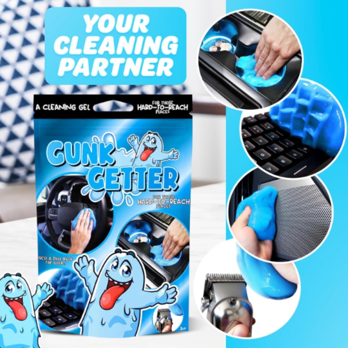 Cleaning Gel for Those Hard to Reach Places, Automotive Cup Holder Electronic Keyboard Office, Slime Gel Cleaner Dust Crumb Removal, 6 Pack