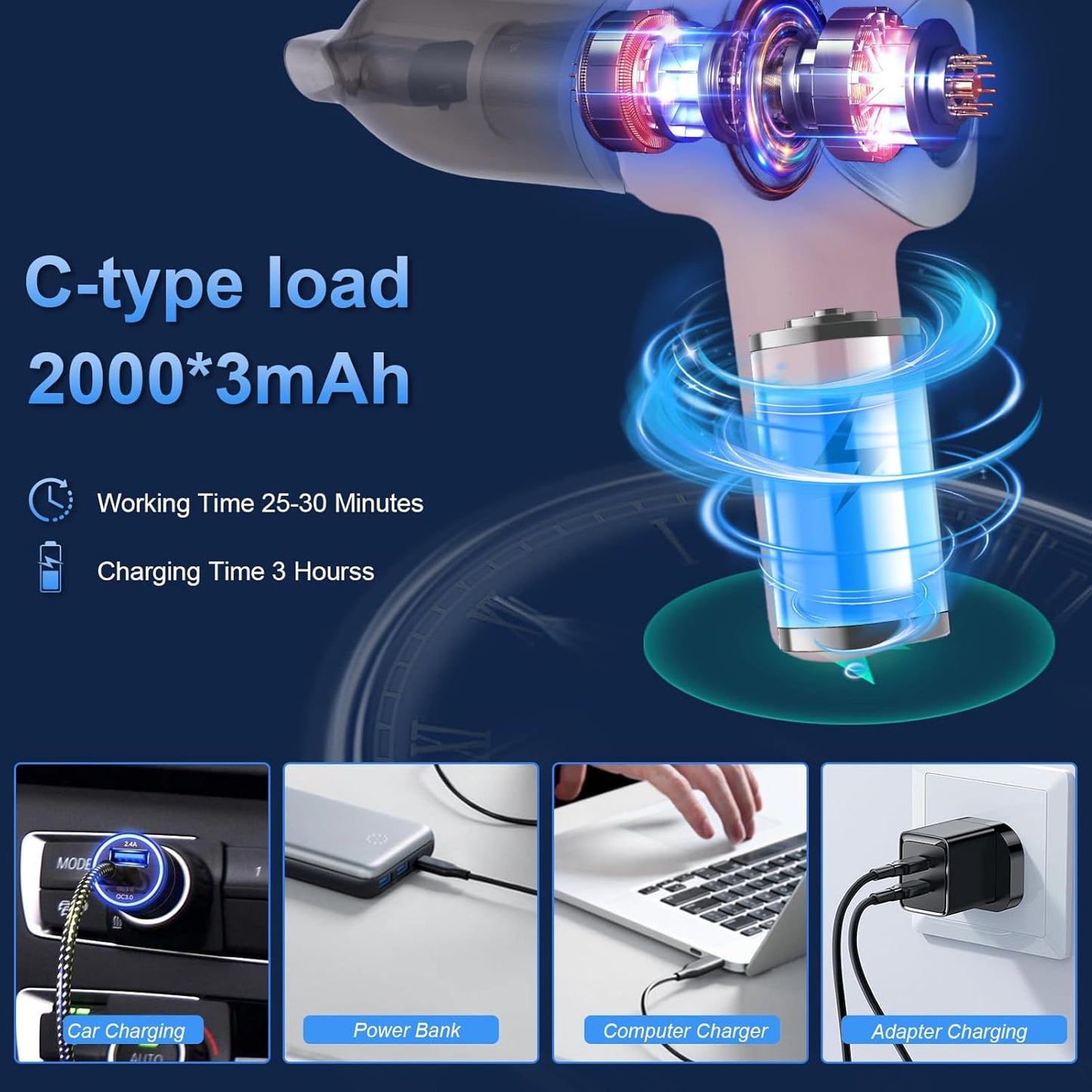 Handheld Car Vacuum Cleaner, 21000PA 4 in 1 Portable Rechargeable Brushless Motor Mini Cordless Car Cleaner, 120W High Power with Multi-Nozzles for Home Office Pet, Present for Girl Women Pink